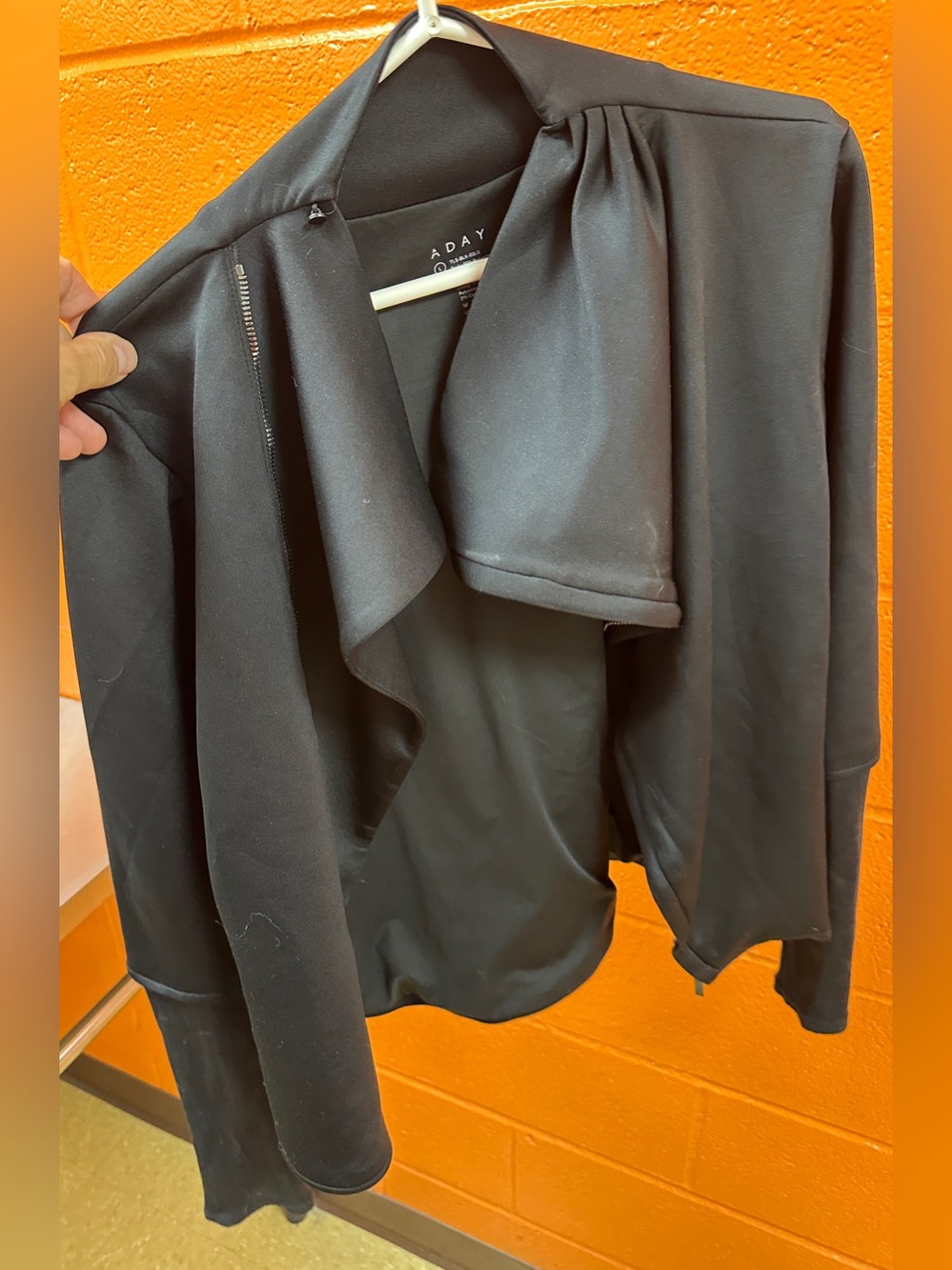 Women’s ADAY Up in the Air Black Moto-Style Zip Jacket, Size Large